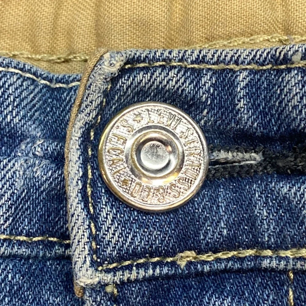 Levi Strauss Slim Straight Jeans Sz 34 Mens Blue Y2K Skater Side Seam Detail